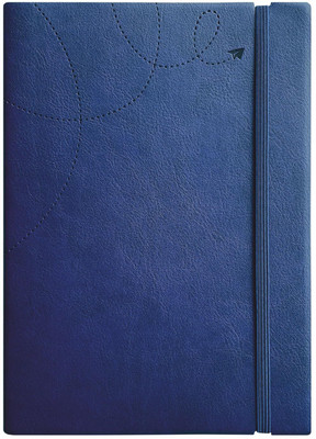 ANUPAM Flxy Journal College Ruled Notebook 80 Gsm Paper Leather Textured PU A5 Journal with Timeless Paper Plane Impression Cover Matching Elastic Closure 192 Pages(Blue)