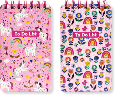 Tot Tales Magical Unicorn & Rainbow Mini Diary Ruled 96 Pages(Multicolor, Pack of 2)