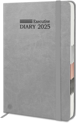 Jhingalala Leather Cover Hardbound Executive Diary 2025 I New Year Planner Diary 2025 I A5 Diary Ruled 344 Pages(Grey)