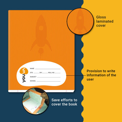 NAVNEET Youva Full Bound 15.5x18.8 cm Brown Regular Notebook Red & Blue (No Gap) 172 Pages(Brown, Pack of 6)