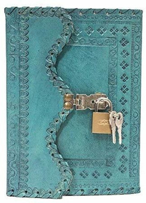 Anshika International Leather Journal Notebook Writing Unique Handmade Embossed Travel Diary with Classic Style and Formate - Denim Blue Regular Diary Unruled 100 Pages(Denim Blue)