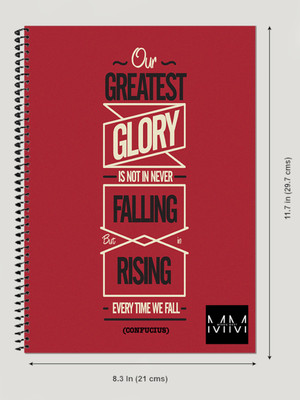 minnie mart Fun Motivational Quote Cover Transparent Sheet Unruled Notebook Spiral Binding A4 Notebook Unruled 200 Pages(Multicolor, Red, White)