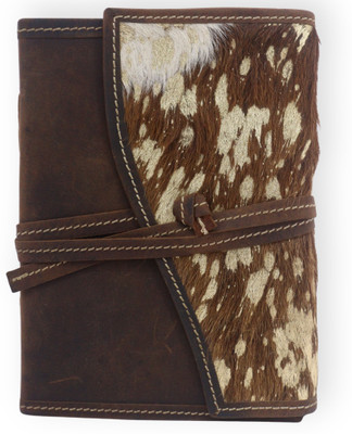LEATHER VINTAGE Rustic Heritage Collection A5 Journal PLAIN 200 Pages(Brown with Natural Fur)