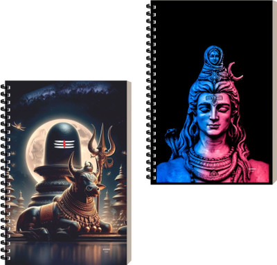 ESCAPER Mahadev Devotional Diary, Executive & Office Notepad, Spiral Notebook A5 Diary Ruled 160 Pages(Combo- A, Pack of 2)