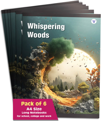 Target Publications Long Notebooks | Whispering Woods | Single Line Copy | 172 Pages | Set of 6 A4 Notebook Single Line Notebook 1032 Pages(Multicolor, Pack of 6)