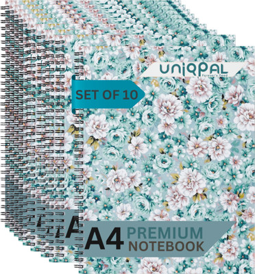 UNIQPAL SET OF 10 A4 Notebook RULED /LINE 120 Pages(Multicolor, Pack of 10)