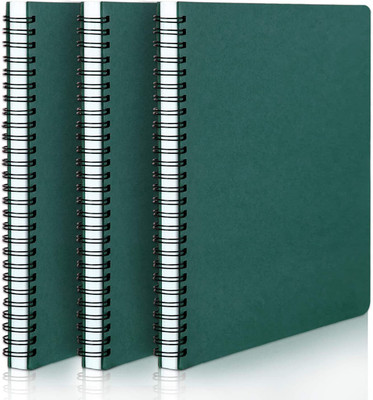 TWONE Ruled Spiral Notebook, Travel Notebooks Journal, Memo Notepad Sketchbook A5 Notebook Ruled 120 Pages(Green, Pack of 3)
