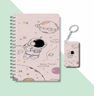 craft maniacs SPACE DIARY & KEYCHAIN A5 Diary RULED 120 Pages(Multicolor)