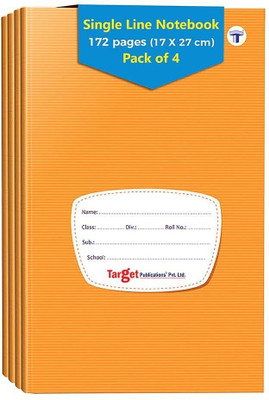 Target Publications Single Line Notebooks | Copy Writing Book | 17x27 cm | GSM 58 | Pack of 4 Regular Notebook Ruled 172 Pages(Brown, Pack of 4)