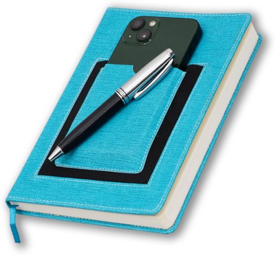 COI Front Pocket Diary Planner and Organizer New Year Gift for Men & Women with Pen. A5 Notebook Ruled 180 Pages(Blue)