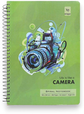 Pragya Spiral 6-Subject Notebook | (18x24 CM) | 600 GSM Cover B5 Notebook Single Line 300 Pages(Multicolor, Pack of 4)