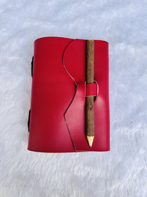 DI-KRAFT Red Classic Leather journal with A5 size 200 pages A5 Journal Unruled 200 Pages(Red)