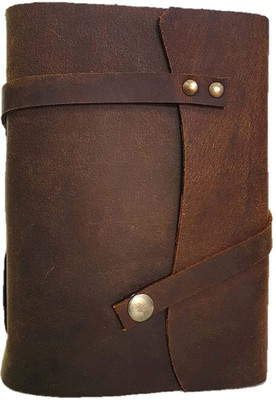 Anshika International Soft Leather Dark Brown Journal Diary with Push Button for Size 7X5 inch Regular Diary Unruled 100 Pages(Brown2)