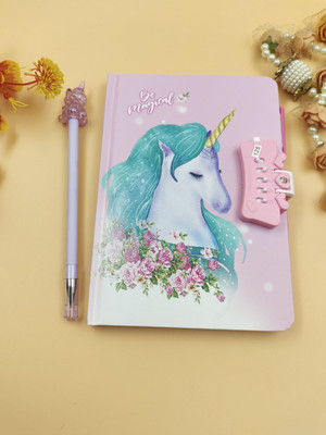 Paper Bear Unicorn A4 Diary ruled 70 Pages(Pink)