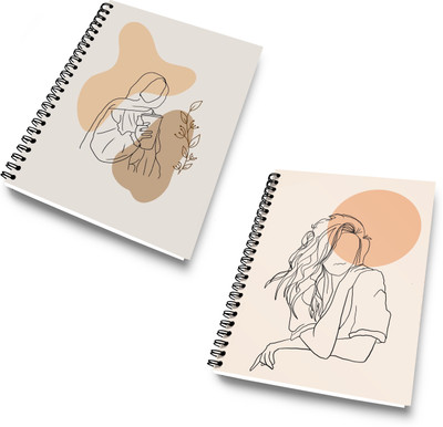 DI-KRAFT Diary Combo Pack | Printed Diary combo Pack | BTS New Collection A5 Diary Unruled 120 Pages(Light Grey, Pack of 2)