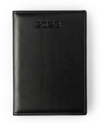 MAHAVIR | Premium One-day-to-a-Page Dated New Year Diary | PU Leather Cover | A4 Planner | Ruled | 424 Pages(Black)