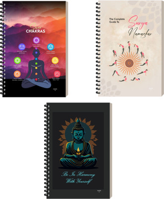 ESCAPER Yoga Spiral Notebook, Office Diary, Executive Journal, Personal Writing Notepad A5 Diary Ruled 160 Pages(Combo- D, Pack of 3)