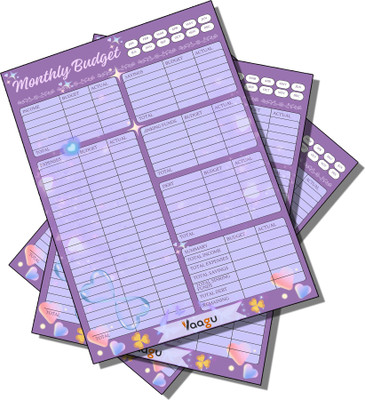 vaagu Purple Monthly Budget Planner Cute Stationery A5 Note Pad ruling 50 Pages(Purple)