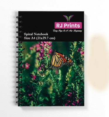 RJPRINTS Butterfly Spiral Notebook A4 Notebook Plain 200 Pages(Multicolor)
