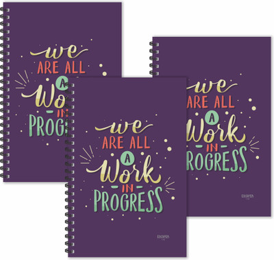 ESCAPER Work in Progress Motivational Quotes Diaries (Ruled - A5 Size - SUPER SAVER Pack of 3 Diaries), Quotes on Diaries A5 Diary Ruled 160 Pages(Multicolor, Pack of 3)