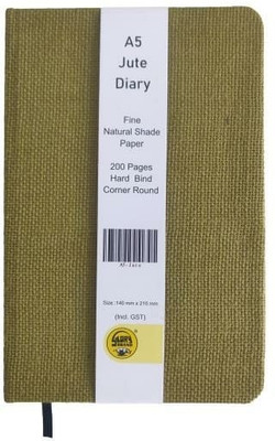 Glory A5 Jute Diary fine Natural Shade Paper Hard Bind Corner Round A5 Diary Ruled 200 Pages(Green)