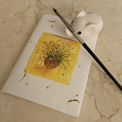 Rangreeti Handmade diary Regular Journal Unruled 60 Pages(Yellow)