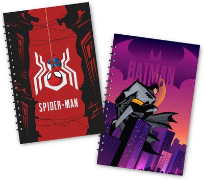 Desi Feriwala BATMAN SPIDERMAN NOTEBOOK A5 Notebook Unruled 100 Pages(Multicolor, Pack of 2)