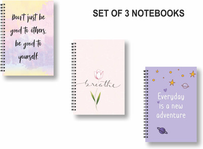 ROT RIX combo of 3 Notebooks A5 Diary Ruled 144 Pages(Purple, Multicolor, Pack of 3)