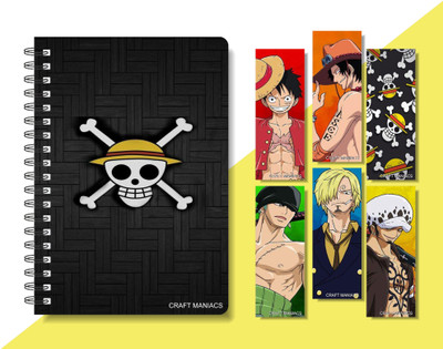 craft maniacs 2024 ONE PIECE DIARY & 6 FREEBIE BOOKMARKS A5 Notebook RULED 160 Pages(Multicolor)