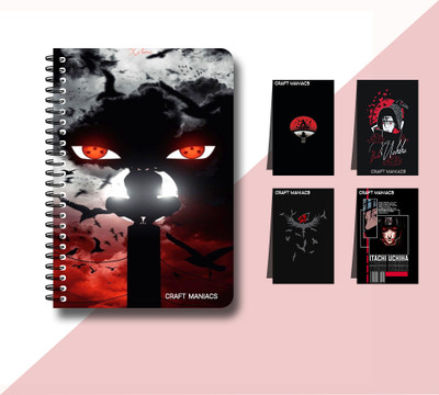 craft maniacs ITACHI UCHIHA DIARY & 4 MAGNETIC BOOKMARKS A5 Diary RULED 120 Pages(Blue)