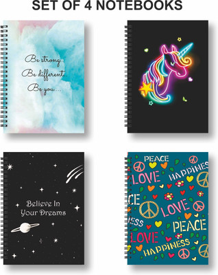 Papco Notebook A5 Diary Ruled 144 Pages(Green, Pack of 4)