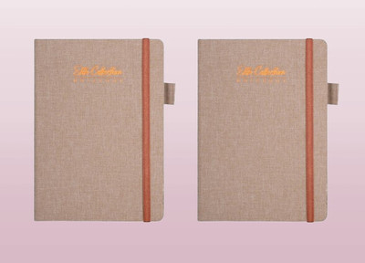 Pragya A5 Classic Diary Notebook Canvas Finish Hard Cover A5 Diary Single Line 192 Pages(Brownish, Pack of 2)
