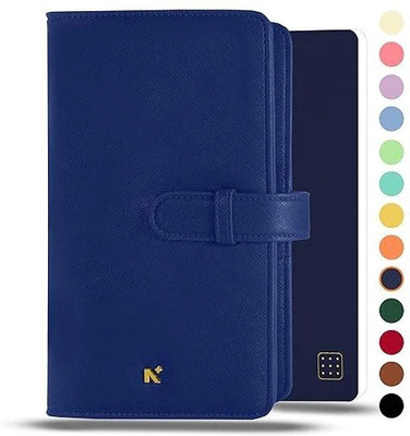 NEORAH Petite NotebookSLEEVE with Loop + JOURNAL|Faux Leather+ Penloop| 4 CardSlots Regular Organizer Dot grid 160 Pages(Dark Blue)