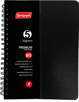 NEELGAGAN Premium Note Book B5 - Bright & Smooth Paper Pocket at Back B5 Diary P-2 (25.0 cm x 18.0 cm) 160 Pages(Black, Pack of 2)