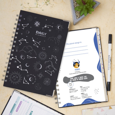 Doodle Hard Bound Zodiac Sign Daily A5 Planner Ruled 192 Pages(Taurus)
