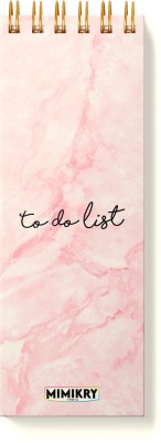 Mimikry To Do List 120 gsm Hard Cover | 3.25 x 9 inches | Regular Desk Planner Ruled 100 Pages(Pink Marble)