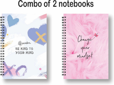 ROT RIX combo of 2 Notebooks A5 Diary Unruled 144 Pages(White, Pink, Pack of 2)
