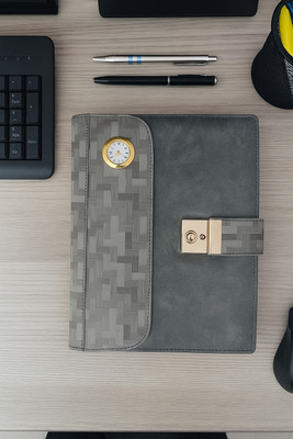 UBROFIT SOFT LEATHER B5 Planner/Organizer SINGLE RULLED 365 Pages(TEXTURE GREY)