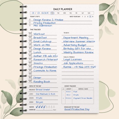 The Papier Ocean Undated Daily Productivity Tracker and Task Organizer A5 Planner Ruled 160 Pages(Tan - Do Something Awesome Today)