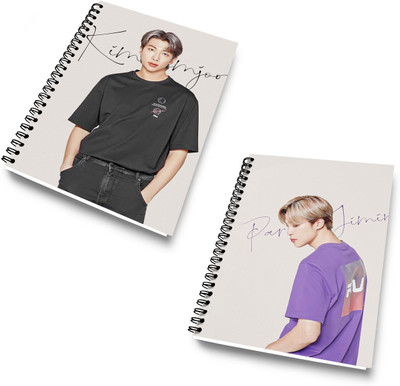 DI-KRAFT Diary Combo Pack | Printed Diary combo Pack | BTS New Collection A5 Diary Unruled 120 Pages(Light Grey, Pack of 2)