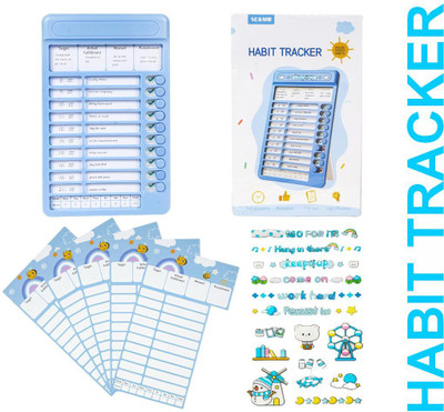 Magnemite Daily Chore Chart for Kids – Visual Habit Tracker Board with Swappable Cards Regular Planner/Organizer Ruled 15 Pages(Blue)