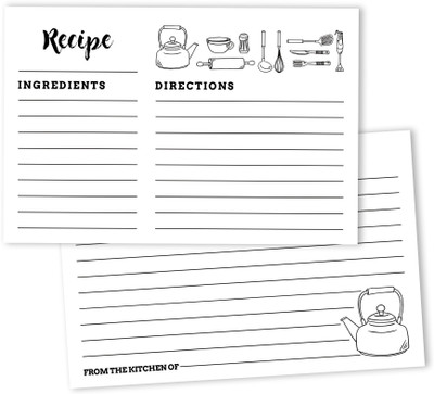Inkdotpot Recipe Card Regular Planner Unruled 50 Pages(White, Pack of 50)