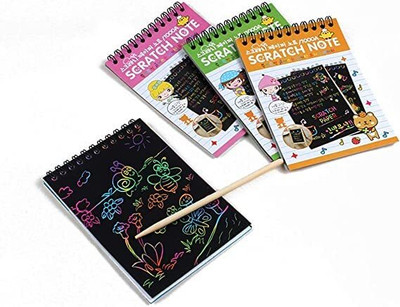 vworld Scratch Art Notebook Kids Rainbow Colorful Scratch Art Kit Regular Diary -- 9 Pages(Multicolor)