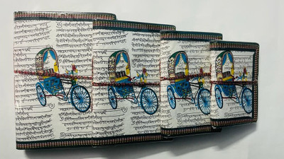Badgoti Handicrafts Handmade riksha Diary Set of 4 Book-size Diary UNRULING 300 Pages(multi color riksha, Pack of 4)