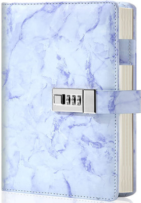 White Wings Diary with Lock, Size 6 ny 8 inch or with Combination Password Journal A5 Diary Ruled 200 Pages(Blue)