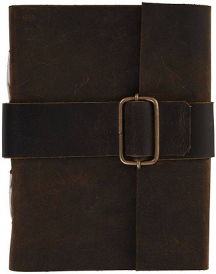 Rjkart Handmade Dark Brown Leather Diary A6 Diary Unruled 200 Pages(Dark brown)
