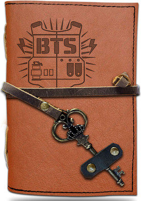 DI-KRAFT Handmade Classic Design Leather-BTS Printed Diary A6 Diary Unruled 200 Pages(Brown 12)