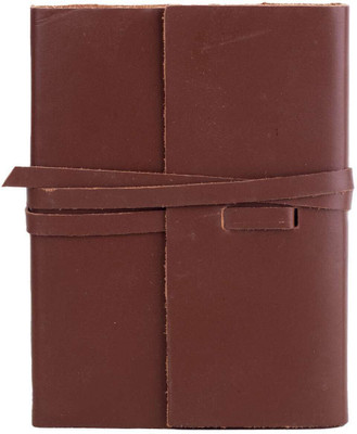 Handcrafty Antique Handmade Leather Strap Closer Diary for Men and Women A5 Writing Pad Plain White Paper 200 Pages(Brown)