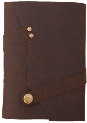 KRISHNA HANDICRAFTS Soft Leather Journal Diary with Push Button for Size 7 X 5 inches. A5 Diary Unruled 100 Pages(Brown)