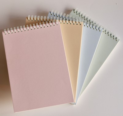 TWONE Top Spiral Bound Notebooks,Planner, Sketchbook for- Office, College, School A5 Note Pad Blank 120 Pages(Pestle Blue, Pestle Beige, Pestle Pink, Pestle Green, Pack of 4)